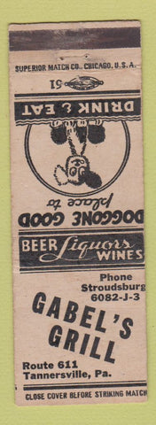Matchbook Cover - Gabel's Grill Tannersville PA