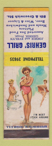 Matchbook Cover - Gehris' Grill pinup WORN