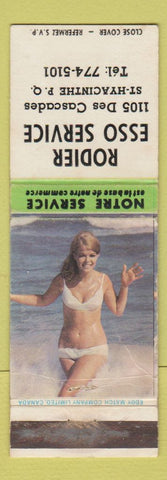 Matchbook Cover - Rodier Esso oil gas St Hyacinthe QC pinup WEAR