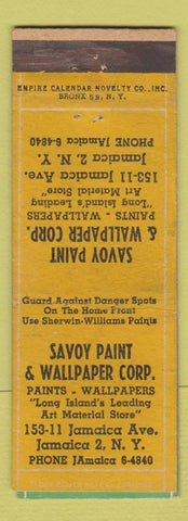 Matchbook Cover - Savoy Paint Wallpaper Jamaica NY New York City