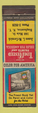 Matchbook Cover - Time Tested Paints James McCormick Binghamton NY
