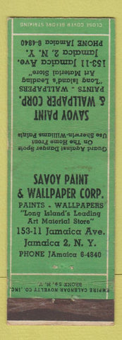 Matchbook Cover - Savoy Paint Wallpaper Jamaica NY New York City GREEN