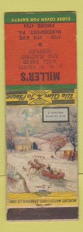 Matchbook Cover - Miller's Paint Wallpaper McKeesport PA WEAR