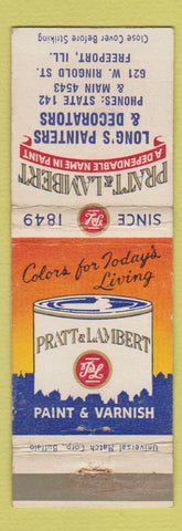 Matchbook Cover - Pratt Lambert Paint Long's Freeport IL WEAR