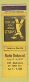 Matchbook Cover - Martin Restaurant Chinese St Jean QC