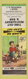 Matchbook Cover - Time Out Restaurant Bar Worcester NY WEAR