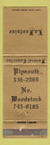 Matchbook Cover - La Fontaine Funeral Home Plymouth North Woodstock NH WEAR