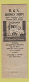Matchbook Cover - H&H Sandwich Shoppe BBQ Homestead PA