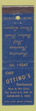 Matchbook Cover - Chef Ottino's Restaurant Clevealnd OH Italian