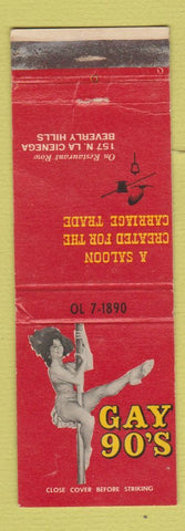 Matchbook Cover - Gay 90's Saloon Beverly Hills CA girlie WORN POOR BACK