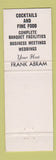 Matchbook Cover - Brookside Restaurant Ellsworth ME
