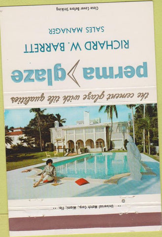 Matchbook Cover - Perma Glaze girlie swimming pools WEAR Miami FL 40 Strike
