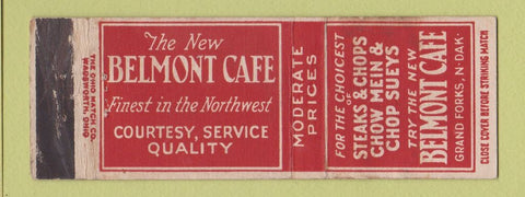 Matchbook Cover - Belmont Cafe Grand Forks ND WEAR