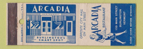 Matchbook Cover - Arcadia Restaurant Burlington VT girlie