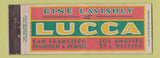 Matchbook Cover - Lucca Restaurant Los Angeles San Francisco CA