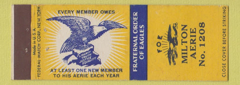 Matchbook Cover - Eagles Club Milton PA Federal