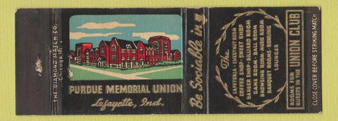 Matchbook Cover - Union Club Perdue University West Lafayette IN WEAR