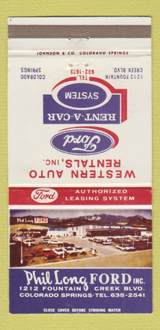 Matchbook Cover - Phil Long Ford Colorado Springs WEAR 30 Strike