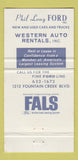 Matchbook Cover - Phil Long Ford Colorado Springs WEAR 30 Strike