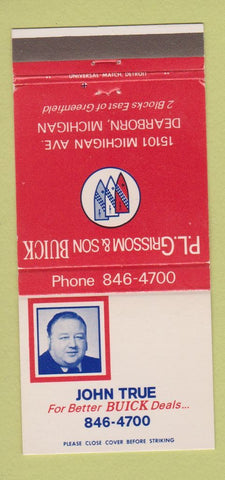 Matchbook Cover - PL Grissom Buick Dearborn MI 30 Strike