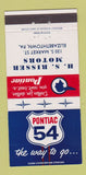 Matchbook Cover - 1954 Pontiac HS Risser Elizabethtown PA 30 Strike