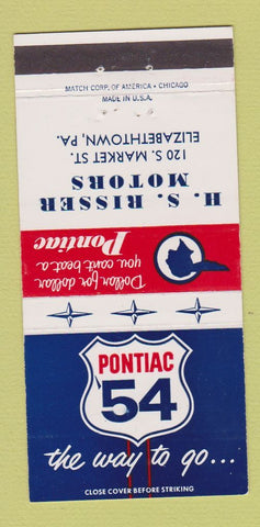 Matchbook Cover - 1954 Pontiac HS Risser Elizabethtown PA 30 Strike