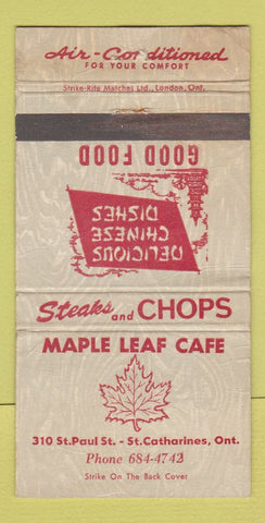 Matchbook Cover - Maple Leaf Cafe St Catharines ON WORN 30 Strike