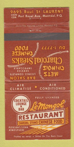 Matchbook Cover - Le Mongol Restaurant Montreal QC WEAR 30 Strike