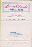 Matchbook Cover - Leonard Turowski Funeral Home Detroit MI 40 Strike