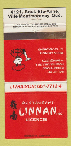 Matchbook Cover - Linnan Restaurant Chinese Montmorency QC WEAR 30 Strike