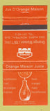 Matchbook Cover - Jus D'Orange Masion Orange Juice Montreal QC WORN 30 Strike