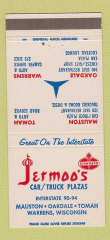 Matchbook Cover - Jermoo's Standard oil gas Mauson Tomah Warrens WI 30 Strike