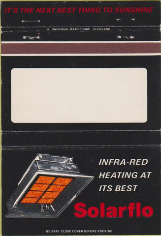 Matchbook Cover - Solarflo heating solar 40 Strike