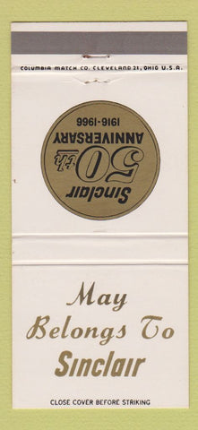 Matchbook Cover - Sinclair oil gas 1966 50th 30 Strike