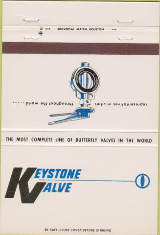 Matchbook Cover - Keystone Valves Houston TX 40 Strike
