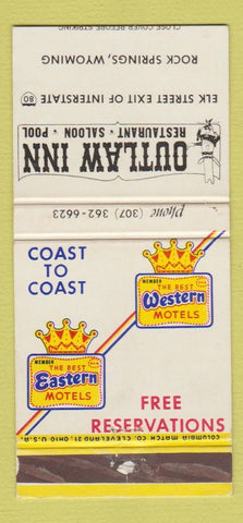 Matchbook Cover - Outlaw Inn Rock Springs WY WORN 30 Strike