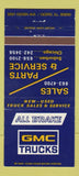 Matchbook Cover - GMC Trucks Cicero IL 30 Strike