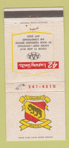 Matchbook Cover - Chalet Motel Mequon WI WEAR 30 Strike