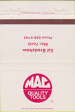 Matchbook Cover - Mac Quality Tools Ed Bradshaw 40 Strike