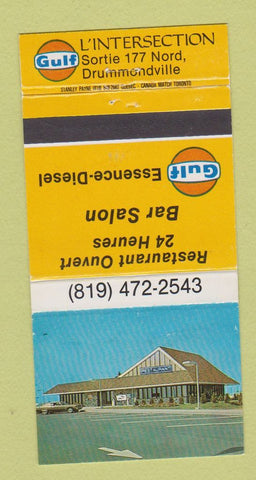 Matchbook Cover - Gulf oil gas Essence Diesel Drummondville QC 30 Strike