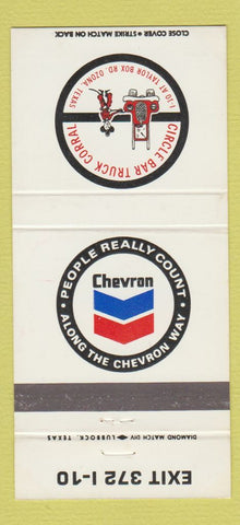 Matchbook Cover - Chevron oil gas Circle Bar Truck Corral Ozona TX 30 Strike