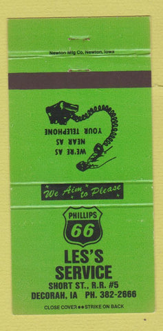 Matchbook Cover - Phillips 66 oil gas Lee's Decorah IA 30 Strike