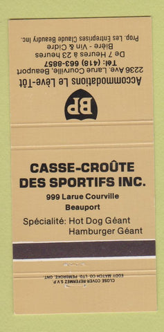 Matchbook Cover - BP oil gas Beauport QC 30 Strike