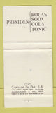 Matchbook Cover - Presidente Liquor Mexico WORN 30 Strike
