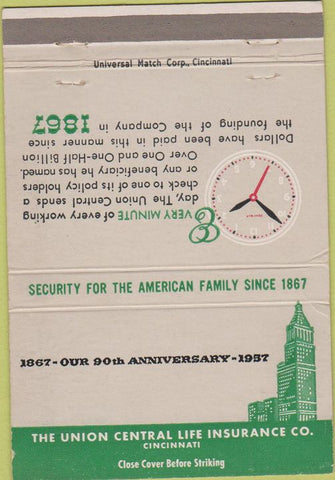 Matchbook Cover - Union Central Life Insurance Cincinnati OH 40 Strike