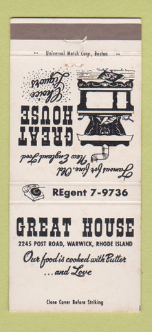 Matchbook Cover - Great House Restaurant Warwick RI 30 Strike