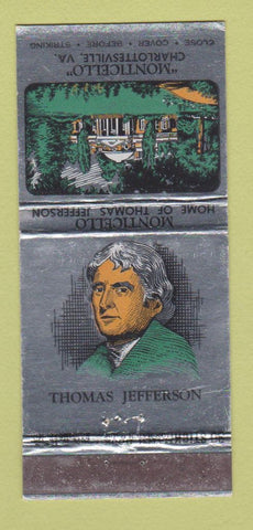 Matchbook Cover - Monticello Thomas Jefferson Charlottesville VA 30 Stick