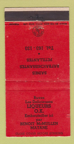 Matchbook Cover - Liquor Matane QC WEAR 30 Strike