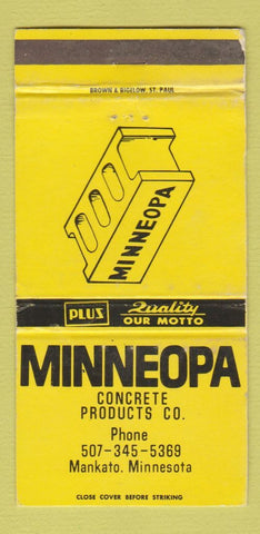 Matchbook Cover - Minneopa Concrete Products Mankato MN WORN 30 Strike
