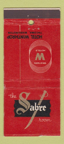 Matchbook Cover - Hotel Winthrop Tacoma WA Sabre Room 21 Strike Feature